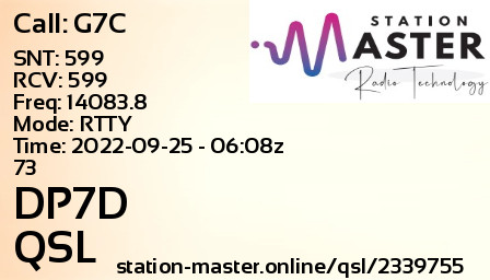 QSL Card for DP7D QSO with G7C