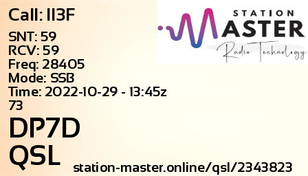 QSL Card for DP7D QSO with II3F