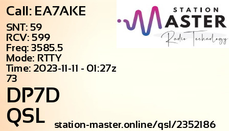 QSL Card for DP7D QSO with EA7AKE