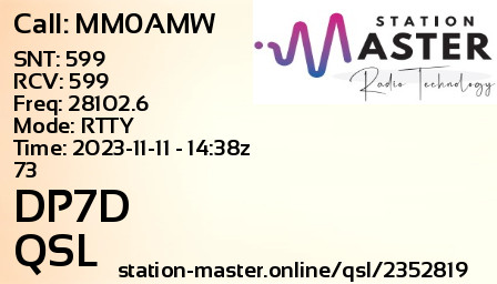 QSL Card for DP7D QSO with MM0AMW