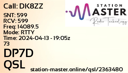 QSL Card for DP7D QSO with DK8ZZ