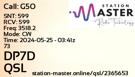 QSL Card for DP7D QSO with G5O