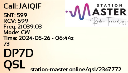 QSL Card for DP7D QSO with JA1QIF