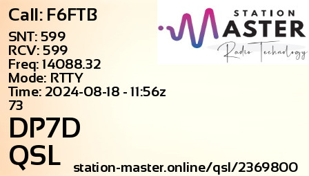 QSL Card for DP7D QSO with F6FTB