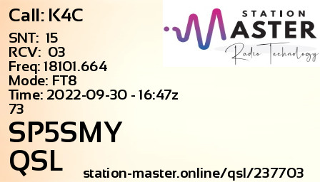 QSL Card for SP5SMY QSO with K4C