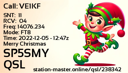 QSL Card for SP5SMY QSO with VE1KF