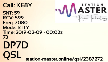QSL Card for DP7D QSO with KE8Y