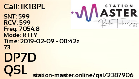 QSL Card for DP7D QSO with IK1BPL