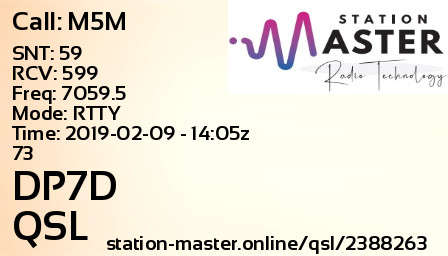 QSL Card for DP7D QSO with M5M