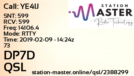 QSL Card for DP7D QSO with YE4IJ