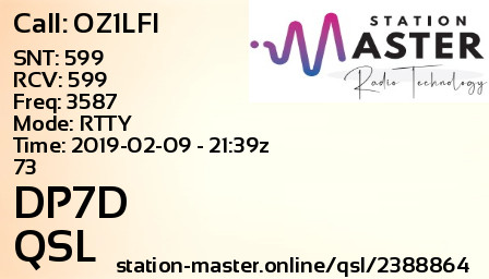 QSL Card for DP7D QSO with OZ1LFI