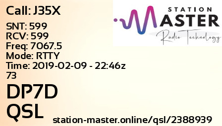 QSL Card for DP7D QSO with J35X