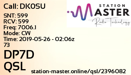 QSL Card for DP7D QSO with DK0SU