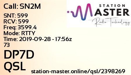QSL Card for DP7D QSO with SN2M