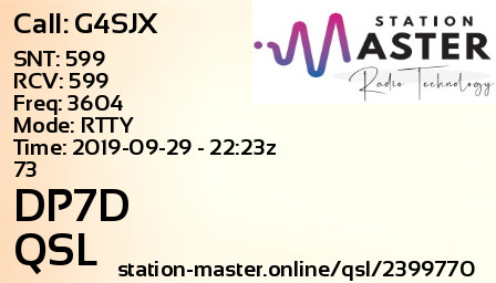 QSL Card for DP7D QSO with G4SJX