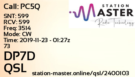 QSL Card for DP7D QSO with PC5Q