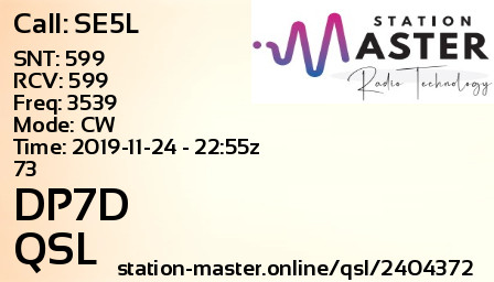 QSL Card for DP7D QSO with SE5L