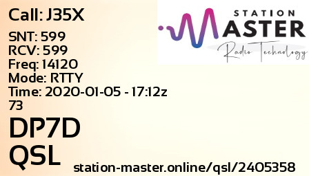QSL Card for DP7D QSO with J35X