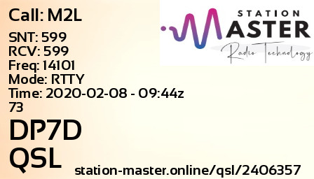 QSL Card for DP7D QSO with M2L