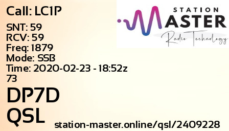 QSL Card for DP7D QSO with LC1P
