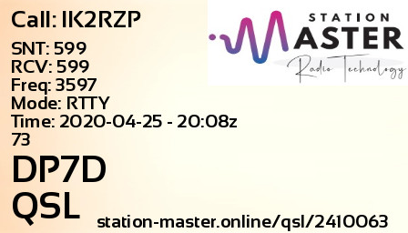 QSL Card for DP7D QSO with IK2RZP