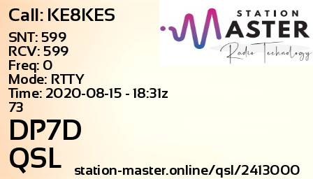 QSL Card for DP7D QSO with KE8KES