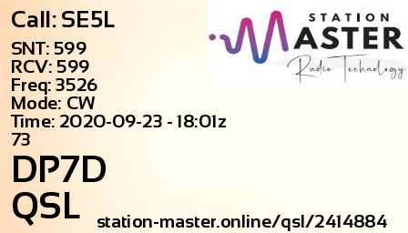 QSL Card for DP7D QSO with SE5L