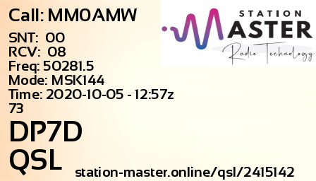 QSL Card for DP7D QSO with MM0AMW