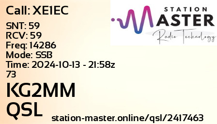QSL Card for KG2MM QSO with XE1EC