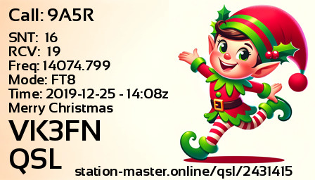 QSL Card for VK3FN QSO with 9A5R