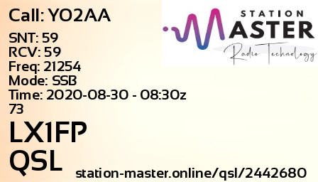 QSL Card for LX1FP QSO with YO2AA