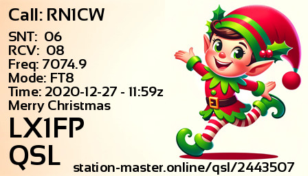 QSL Card for LX1FP QSO with RN1CW