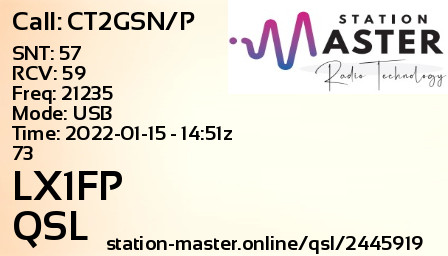 QSL Card for LX1FP QSO with CT2GSN/P