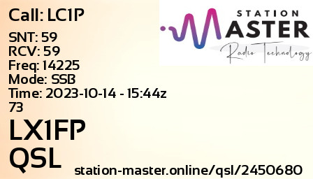 QSL Card for LX1FP QSO with LC1P