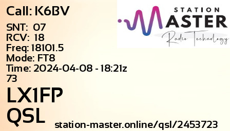 QSL Card for LX1FP QSO with K6BV