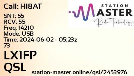 QSL Card for LX1FP QSO with HI8AT