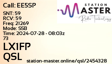 QSL Card for LX1FP QSO with EE5SP