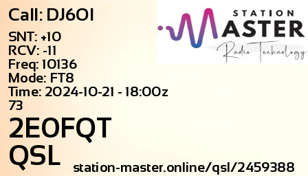 QSL Card for 2E0FQT QSO with DJ6OI