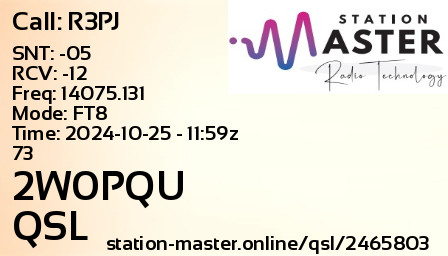 QSL Card for 2W0PQU QSO with R3PJ