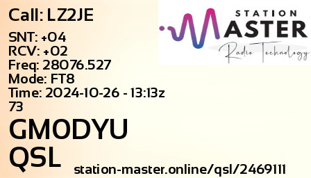QSL Card for GM0DYU QSO with LZ2JE