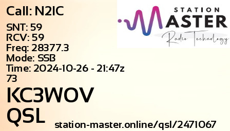QSL Card for KC3WOV QSO with N2IC