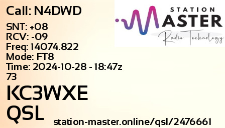 QSL Card for KC3WXE QSO with N4DWD