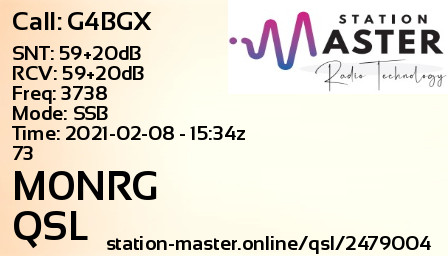 QSL Card for M0NRG QSO with G4BGX