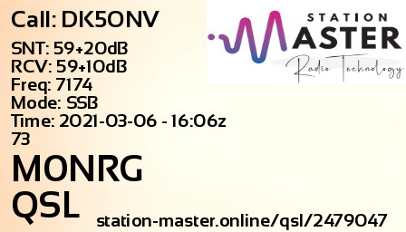 QSL Card for M0NRG QSO with DK5ONV