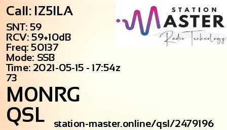QSL Card for M0NRG QSO with IZ5ILA