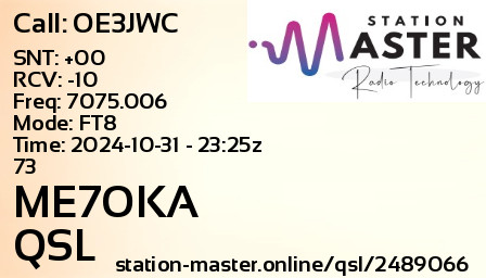 QSL Card for ME7OKA QSO with OE3JWC