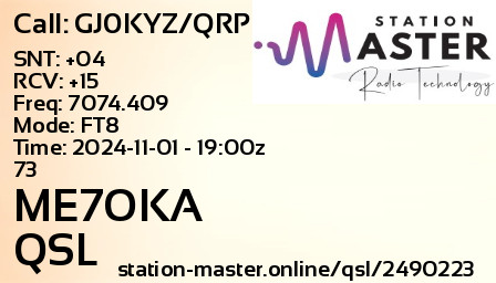 QSL Card for ME7OKA QSO with GJ0KYZ/QRP