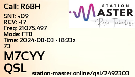 QSL Card for M7CYY QSO with R6BH