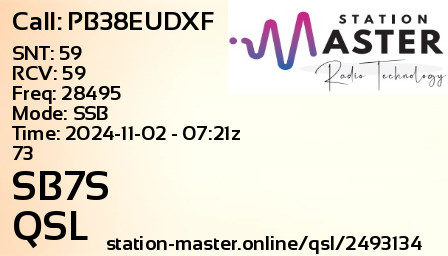 QSL Card for SB7S QSO with PB38EUDXF