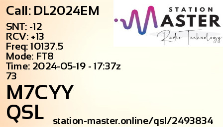 QSL Card for M7CYY QSO with DL2024EM